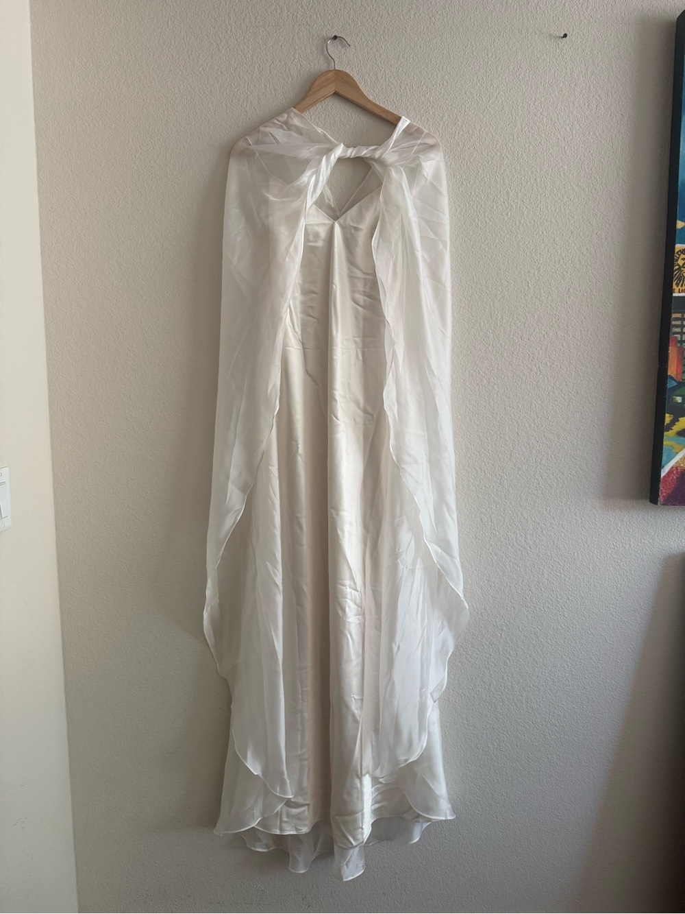 Elegant Ivory Backless Slip Dress with Button Detail - Picture 6 of 10